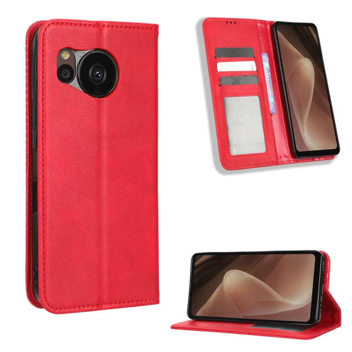 Caja de teléfono de cuero con textura retro con hebilla magnética, For Samsung Galaxy A23e / A23s / A23 5G JP, For Sony Xperia 5 IV, For Sharp Aquos Sense7 Plus, For iPhone 14 Plus, For Sharp Aquos Sense7, For iPhone 14 Pro Max                         ...