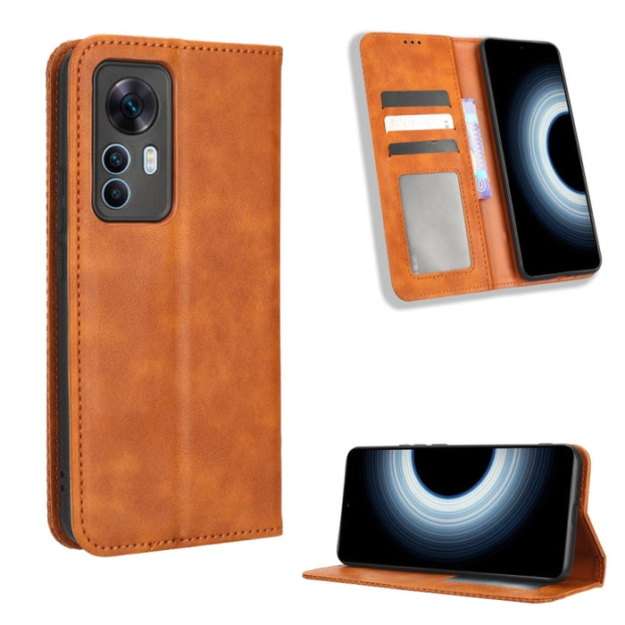 Caja de teléfono de cuero con textura retro con hebilla magnética, For Samsung Galaxy A23e / A23s / A23 5G JP, For Sony Xperia 5 IV, For Sharp Aquos Sense7 Plus, For iPhone 14 Plus, For Sharp Aquos Sense7, For iPhone 14 Pro Max                         ...