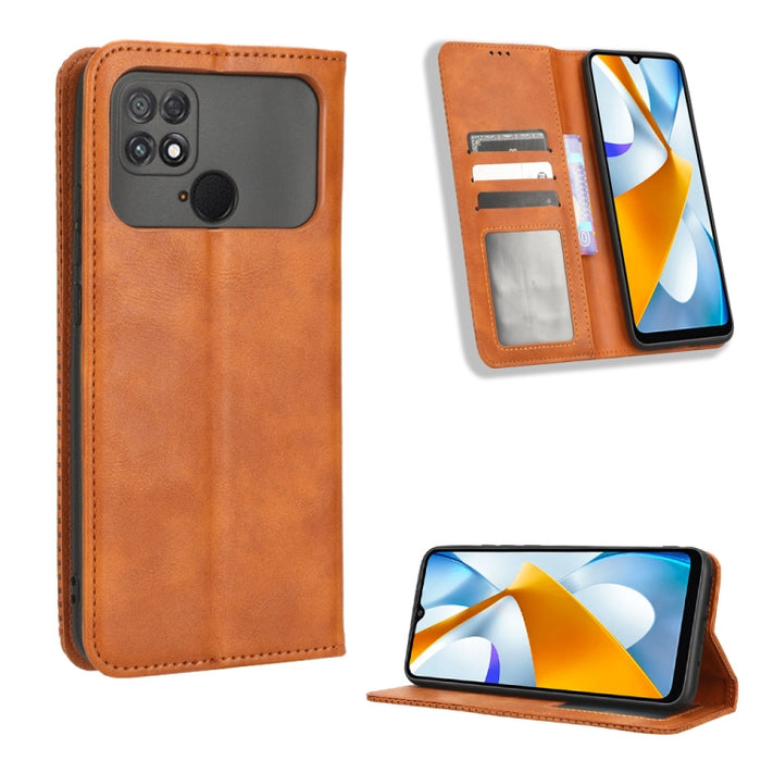 Caja de teléfono de cuero con textura retro con hebilla magnética, For Samsung Galaxy A23e / A23s / A23 5G JP, For Sony Xperia 5 IV, For Sharp Aquos Sense7 Plus, For iPhone 14 Plus, For Sharp Aquos Sense7, For iPhone 14 Pro Max                         ...