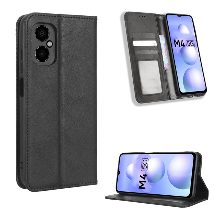 Caja de teléfono de cuero con textura retro con hebilla magnética, For Samsung Galaxy A23e / A23s / A23 5G JP, For Sony Xperia 5 IV, For Sharp Aquos Sense7 Plus, For iPhone 14 Plus, For Sharp Aquos Sense7, For iPhone 14 Pro Max                         ...