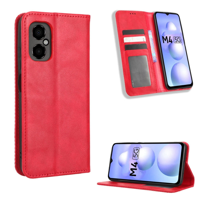 Caja de teléfono de cuero con textura retro con hebilla magnética, For Samsung Galaxy A23e / A23s / A23 5G JP, For Sony Xperia 5 IV, For Sharp Aquos Sense7 Plus, For iPhone 14 Plus, For Sharp Aquos Sense7, For iPhone 14 Pro Max                         ...
