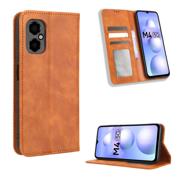 Caja de teléfono de cuero con textura retro con hebilla magnética, For Samsung Galaxy A23e / A23s / A23 5G JP, For Sony Xperia 5 IV, For Sharp Aquos Sense7 Plus, For iPhone 14 Plus, For Sharp Aquos Sense7, For iPhone 14 Pro Max                         ...
