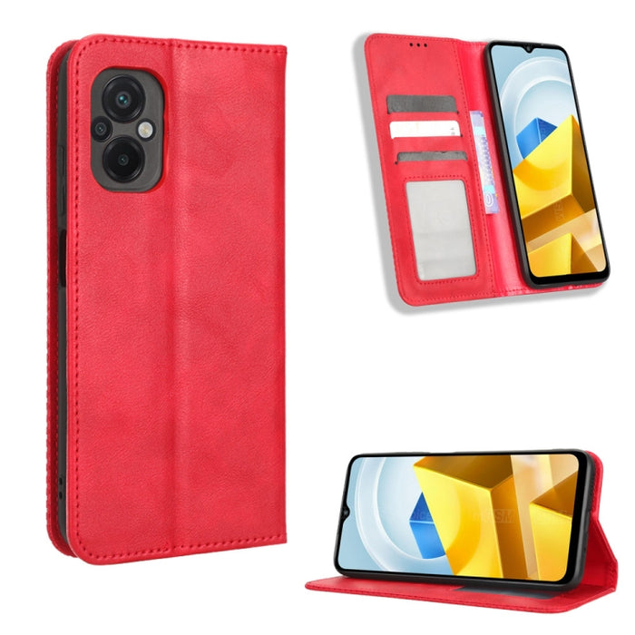 Caja de teléfono de cuero con textura retro con hebilla magnética, For Samsung Galaxy A23e / A23s / A23 5G JP, For Sony Xperia 5 IV, For Sharp Aquos Sense7 Plus, For iPhone 14 Plus, For Sharp Aquos Sense7, For iPhone 14 Pro Max                         ...
