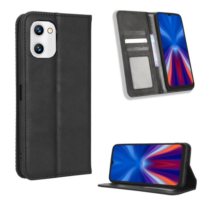 Caja de teléfono de cuero con textura retro con hebilla magnética, For Samsung Galaxy A23e / A23s / A23 5G JP, For Sony Xperia 5 IV, For Sharp Aquos Sense7 Plus, For iPhone 14 Plus, For Sharp Aquos Sense7, For iPhone 14 Pro Max                         ...