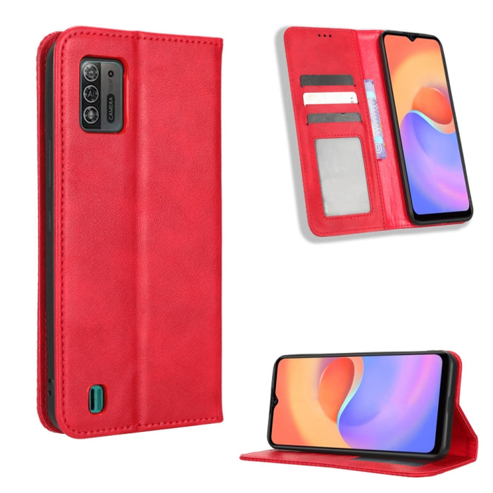 Caja de teléfono de cuero con textura retro con hebilla magnética, For Samsung Galaxy A23e / A23s / A23 5G JP, For Sony Xperia 5 IV, For Sharp Aquos Sense7 Plus, For iPhone 14 Plus, For Sharp Aquos Sense7, For iPhone 14 Pro Max                         ...