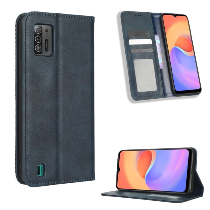Caja de teléfono de cuero con textura retro con hebilla magnética, For Samsung Galaxy A23e / A23s / A23 5G JP, For Sony Xperia 5 IV, For Sharp Aquos Sense7 Plus, For iPhone 14 Plus, For Sharp Aquos Sense7, For iPhone 14 Pro Max                         ...
