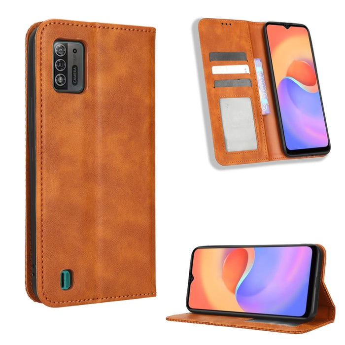Caja de teléfono de cuero con textura retro con hebilla magnética, For Samsung Galaxy A23e / A23s / A23 5G JP, For Sony Xperia 5 IV, For Sharp Aquos Sense7 Plus, For iPhone 14 Plus, For Sharp Aquos Sense7, For iPhone 14 Pro Max                         ...