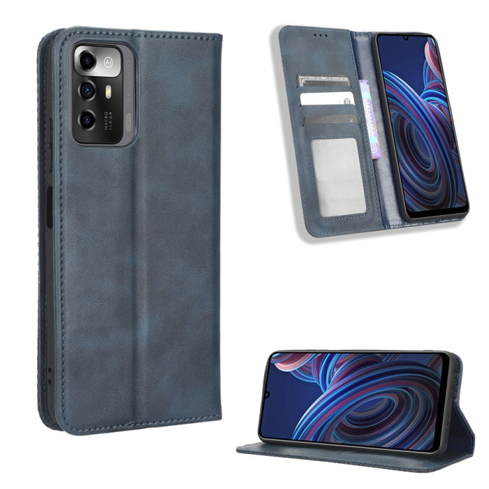 Caja de teléfono de cuero con textura retro con hebilla magnética, For Samsung Galaxy A23e / A23s / A23 5G JP, For Sony Xperia 5 IV, For Sharp Aquos Sense7 Plus, For iPhone 14 Plus, For Sharp Aquos Sense7, For iPhone 14 Pro Max                         ...
