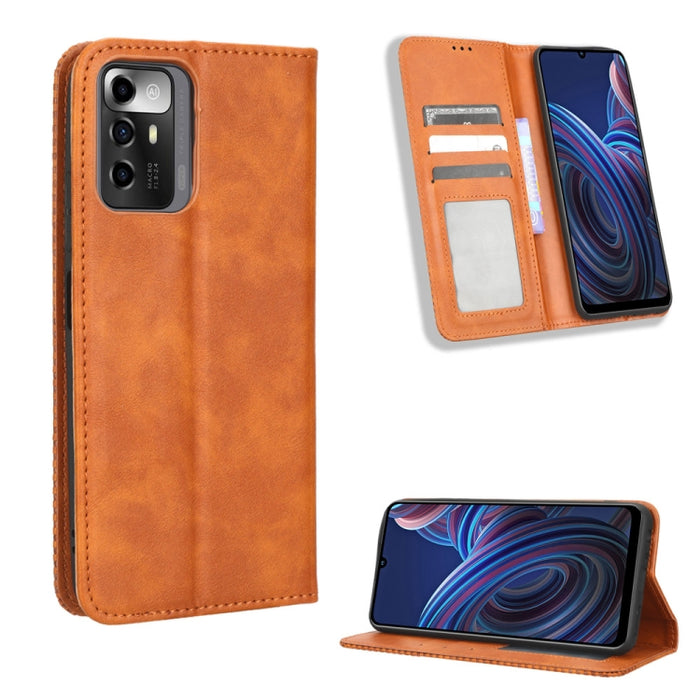 Caja de teléfono de cuero con textura retro con hebilla magnética, For Samsung Galaxy A23e / A23s / A23 5G JP, For Sony Xperia 5 IV, For Sharp Aquos Sense7 Plus, For iPhone 14 Plus, For Sharp Aquos Sense7, For iPhone 14 Pro Max                         ...