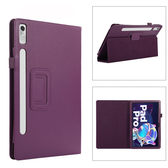Estuche para tableta de cuero con textura Litchi con soporte, For Lenovo Tab P11 Pro Gen 2, For Xiaomi Pad 5 Pro 12.4