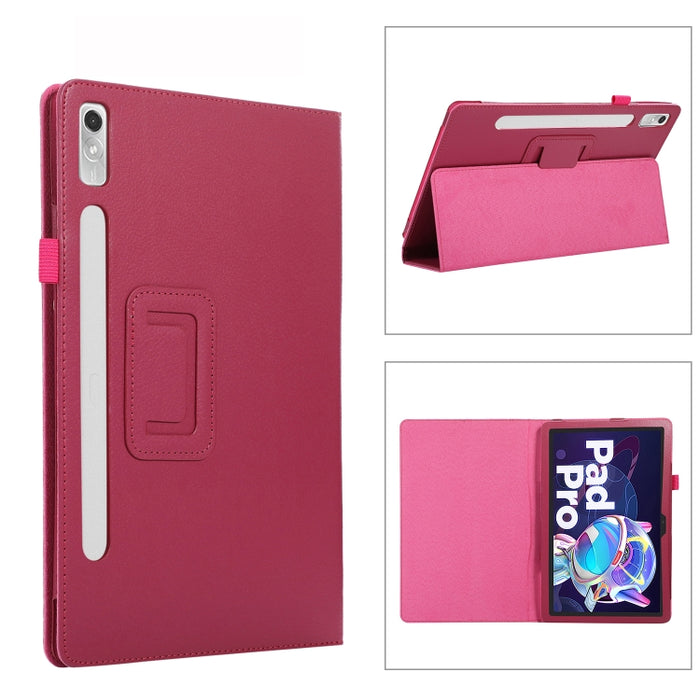 Estuche para tableta de cuero con textura Litchi con soporte, For Lenovo Tab P11 Pro Gen 2, For Xiaomi Pad 5 Pro 12.4