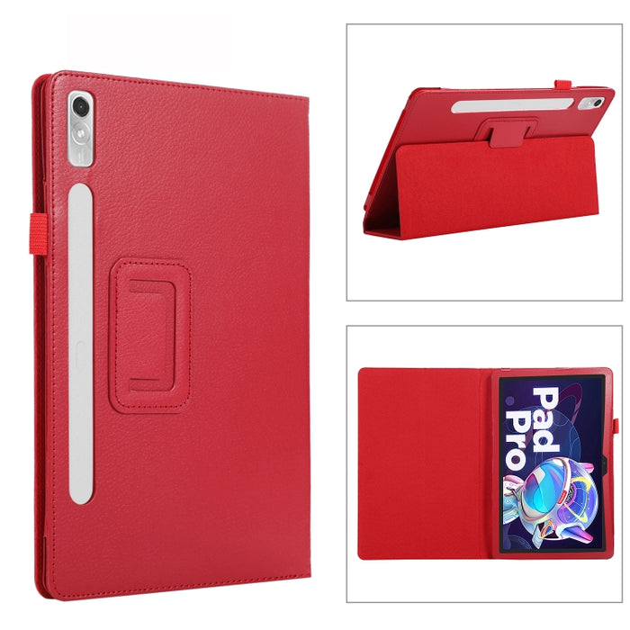 Estuche para tableta de cuero con textura Litchi con soporte, For Lenovo Tab P11 Pro Gen 2, For Xiaomi Pad 5 Pro 12.4