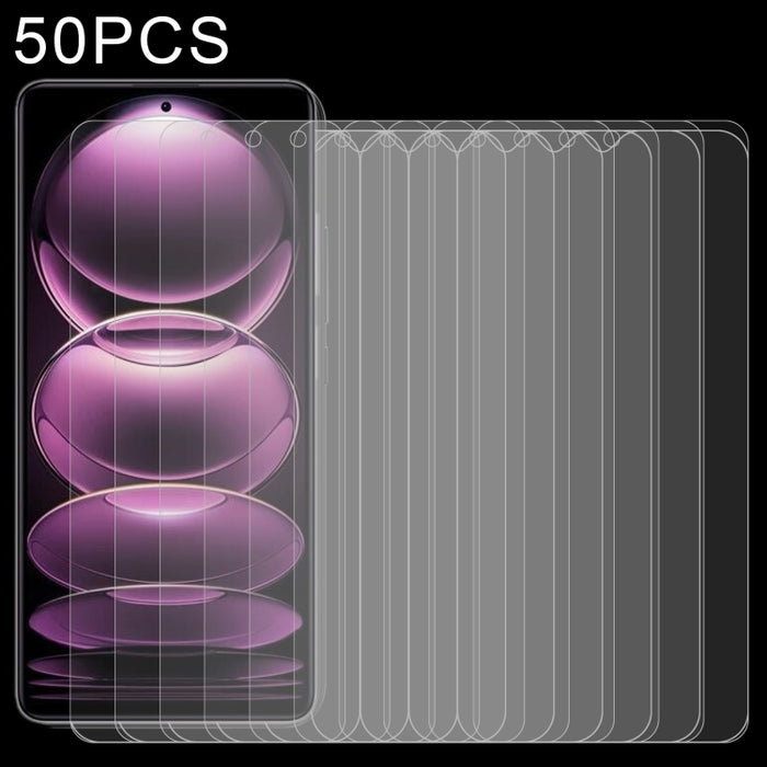 50pcs 0.26mm 9H 2.5D Película de vidrio templado, For Xiaomi Redmi Note 12 China / Note 12 Global (50 PCS), For Xiaomi Redmi Note 12 Pro / 12 Pro+ / 12 Explorer / Note 12 Pro Speed (50 PCS)
