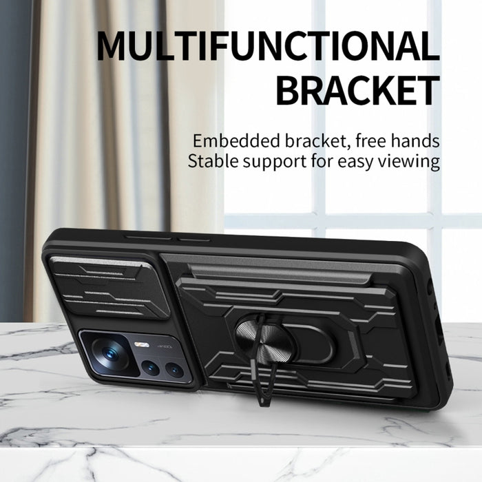 Funda deslizante para teléfono Camshield TPU+PC con ranura para tarjeta, For Xiaomi 12T / 12T Pro / Redmi K50 Ultra