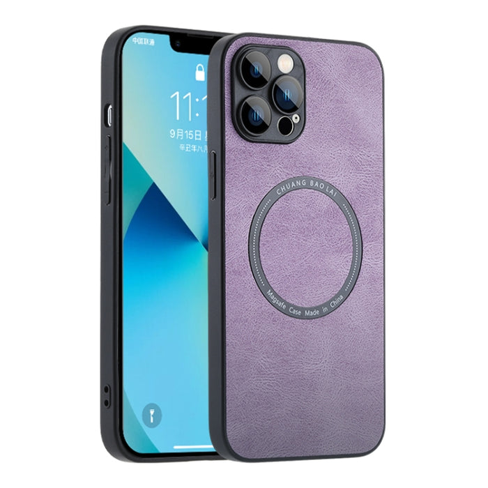 Estuche para teléfono con textura de cuero Magsafe