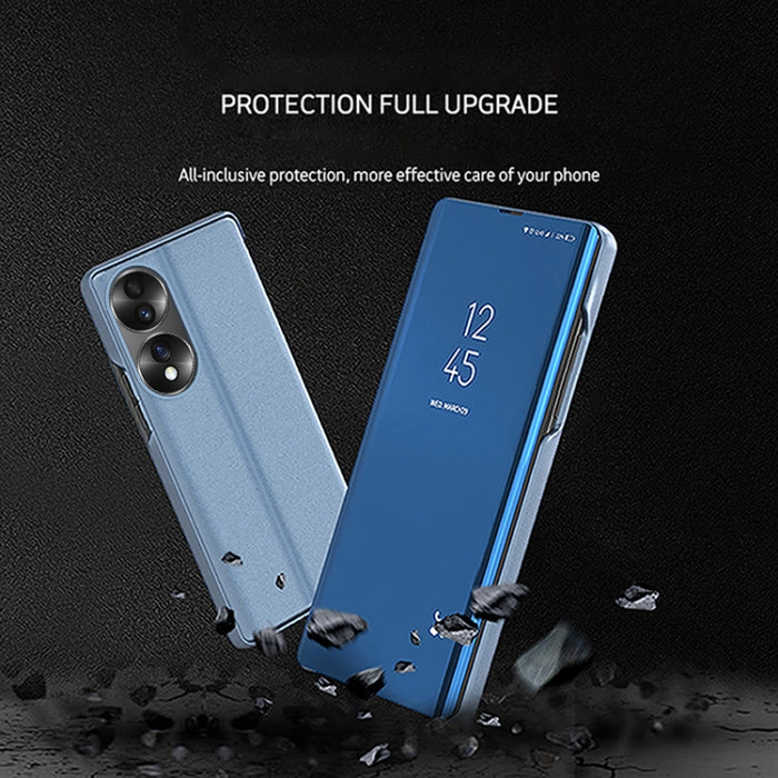 Estuche para teléfono de cuero con tapa horizontal con espejo plateado y soporte, For Honor 70, For Xiaomi Redmi A1, For Xiaomi 12T / 12T Pro / Redmi K50 Ultra