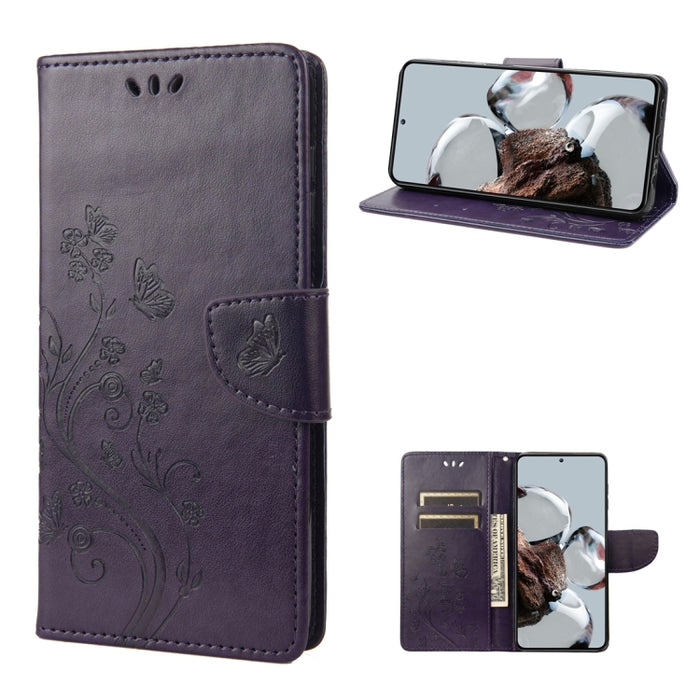 Estuche para teléfono con tapa de cuero con estampado de flores de mariposa, For Samsung Galaxy A14 5G, For Xiaomi 12T / 12T Pro / Redmi K50 Ultra, For Google Pixel 7 5G, For Google Pixel 7 Pro 5G