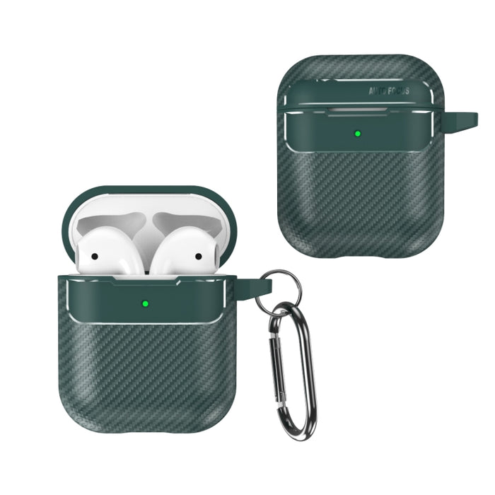 Estuche protector para auriculares anticaída con textura de fibra de carbono