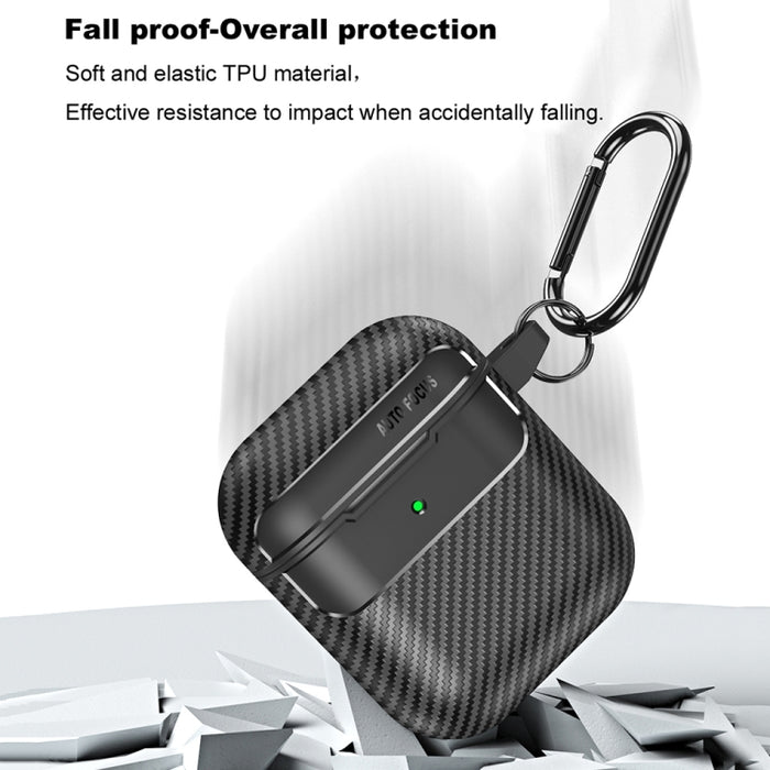 Estuche protector para auriculares anticaída con textura de fibra de carbono