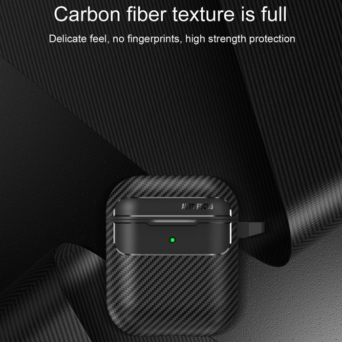 Estuche protector para auriculares anticaída con textura de fibra de carbono