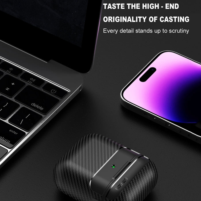 Estuche protector para auriculares anticaída con textura de fibra de carbono