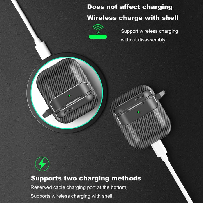 Estuche protector para auriculares anticaída con textura de fibra de carbono