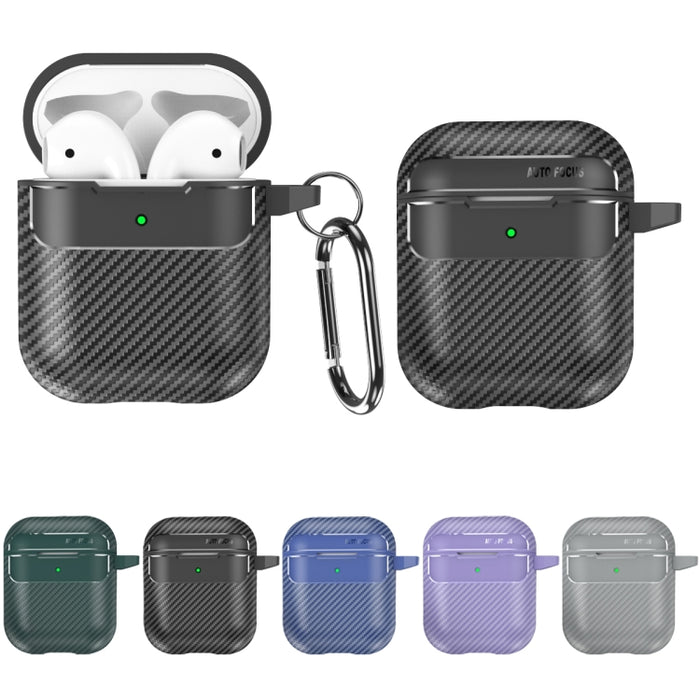 Estuche protector para auriculares anticaída con textura de fibra de carbono