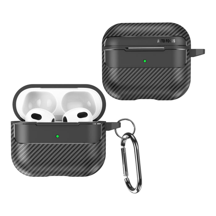 Estuche protector para auriculares anticaída con textura de fibra de carbono