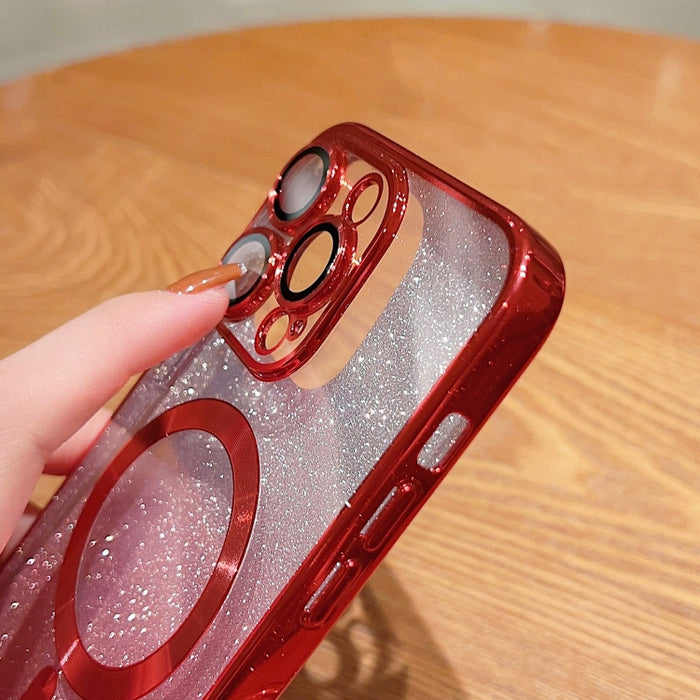 Caja del teléfono del polvo del brillo del gradiente de Magsafe de la galvanoplastia