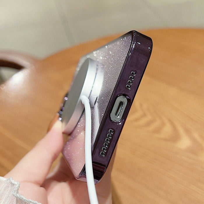 Caja del teléfono del polvo del brillo del gradiente de Magsafe de la galvanoplastia