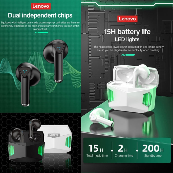 Lenovo GM5 TWS Bluetooth Inalámbrico Deportes A prueba de agua Reducción de ruido Auriculares para juegos con micrófono