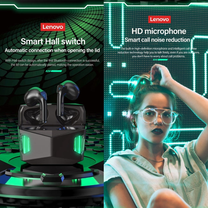 Lenovo GM5 TWS Bluetooth Inalámbrico Deportes A prueba de agua Reducción de ruido Auriculares para juegos con micrófono