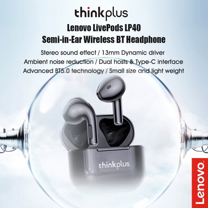 Lenovo LP40 TWS Auricular inalámbrico Bluetooth 5.1 con reducción de ruido