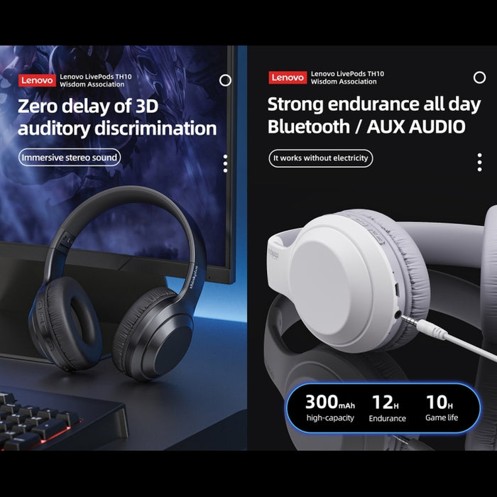 Lenovo TH10 Wireless Bluetooth Gaming Bass Music Deportes Auriculares con cancelación de ruido