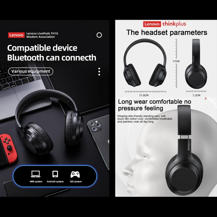 Lenovo TH10 Wireless Bluetooth Gaming Bass Music Deportes Auriculares con cancelación de ruido
