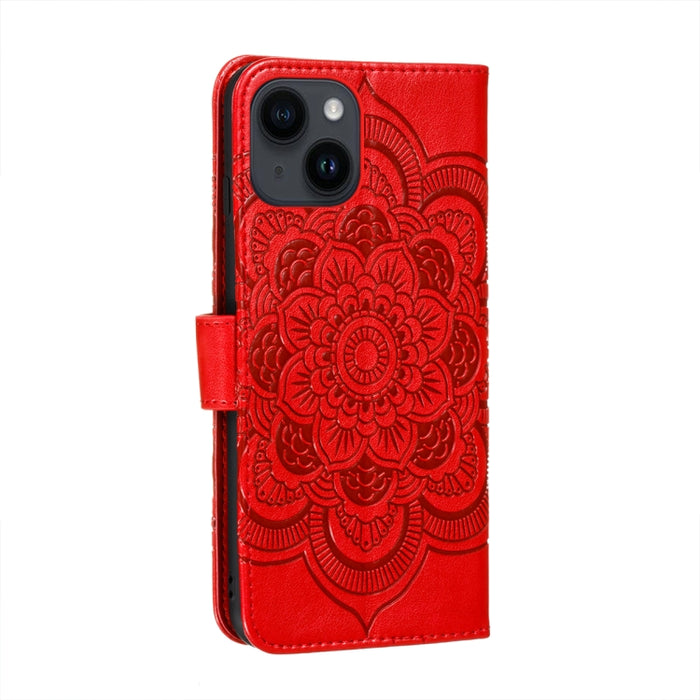 Estuche de cuero para teléfono Sun Mandala Repujado