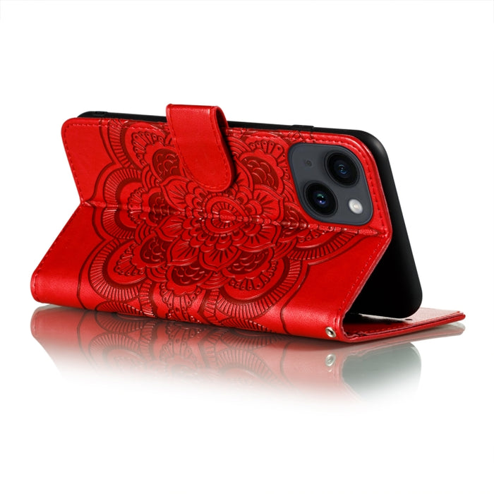 Estuche de cuero para teléfono Sun Mandala Repujado