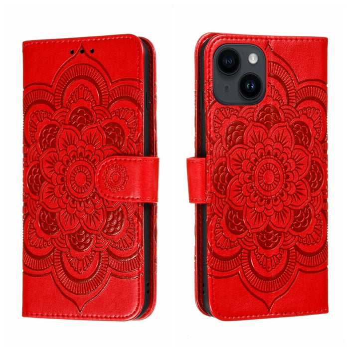 Estuche de cuero para teléfono Sun Mandala Repujado
