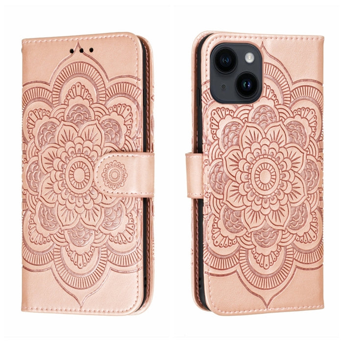 Estuche de cuero para teléfono Sun Mandala Repujado