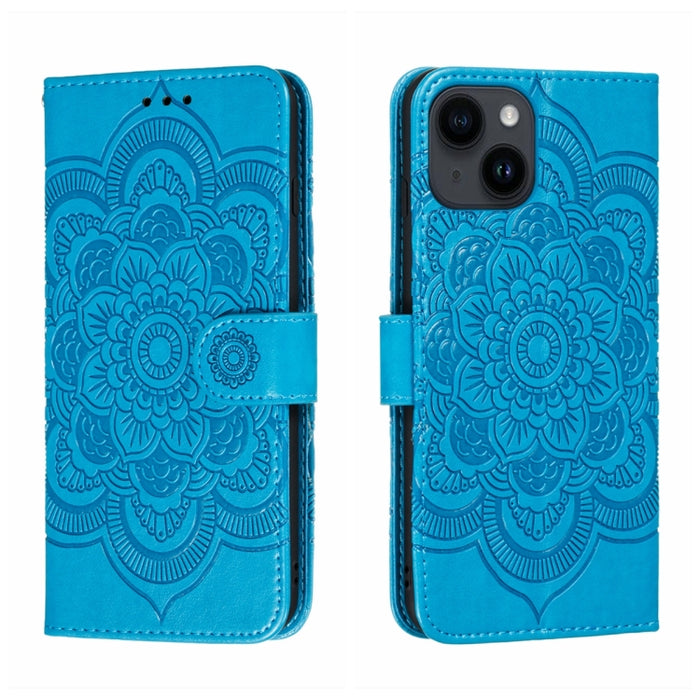 Estuche de cuero para teléfono Sun Mandala Repujado