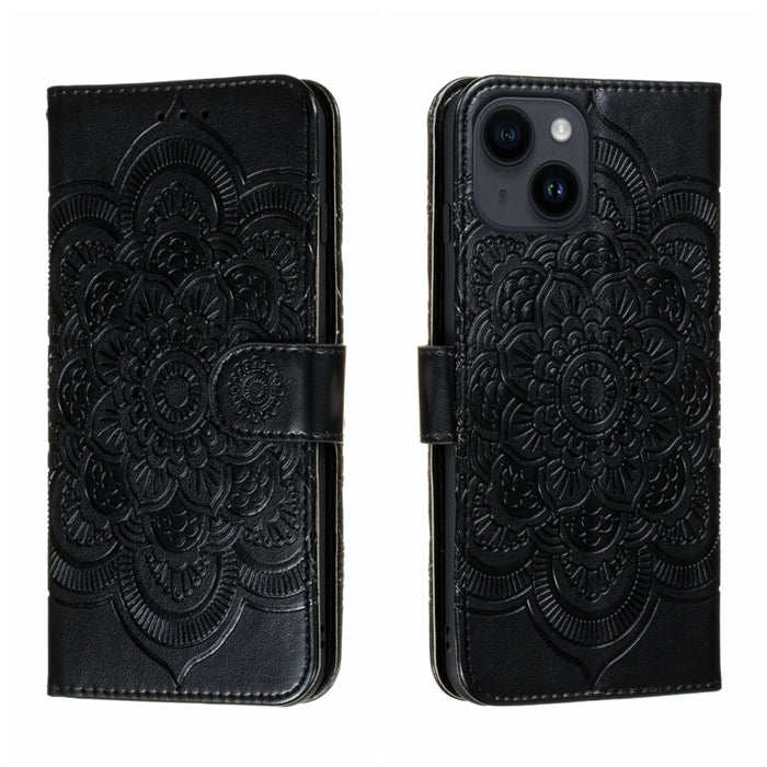 Estuche de cuero para teléfono Sun Mandala Repujado