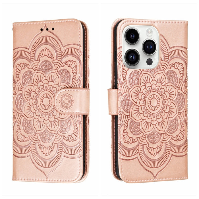 Estuche de cuero para teléfono Sun Mandala Repujado