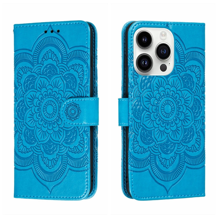 Estuche de cuero para teléfono Sun Mandala Repujado
