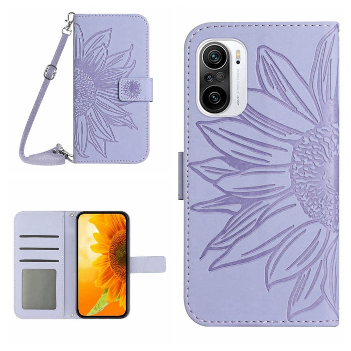 Skin Feel Sun Flower Pattern Flip Funda de cuero para teléfono con cordón, For Xiaomi Redmi A1+, For Xiaomi Redmi K30 Pro / Poco F2 Pro, For Xiaomi Redmi K40 / K40 Pro / Poco F3 / F3 Pro / 11i / 11X / 11X Pro, For Xiaomi Redmi K40 / K40 Pro /          ...