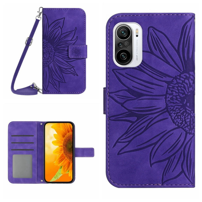 Skin Feel Sun Flower Pattern Flip Funda de cuero para teléfono con cordón, For Xiaomi Redmi A1+, For Xiaomi Redmi K30 Pro / Poco F2 Pro, For Xiaomi Redmi K40 / K40 Pro / Poco F3 / F3 Pro / 11i / 11X / 11X Pro, For Xiaomi Redmi K40 / K40 Pro /          ...