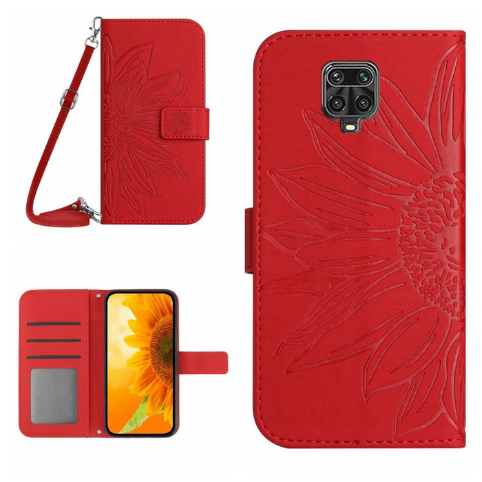 Skin Feel Sun Flower Pattern Flip Funda de cuero para teléfono con cordón, For Xiaomi Redmi Note 9 Pro 4G / Note 9 Pro Max / Note 9S / Poco M2 Pro, For Xiaomi Redmi Note 10 4G / Note 10S, For Xiaomi Redmi Note 10 5G / Note 10T 5G / Poco M3 Pro         ...