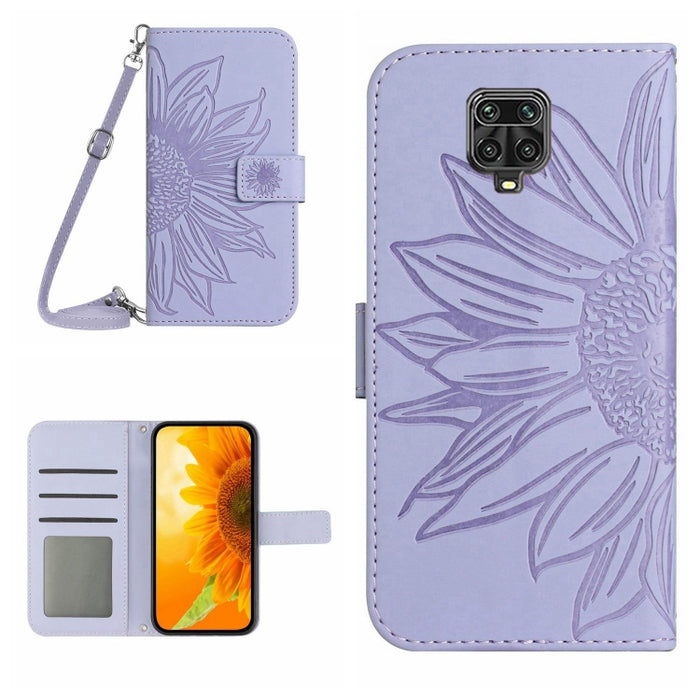 Skin Feel Sun Flower Pattern Flip Funda de cuero para teléfono con cordón, For Xiaomi Redmi Note 9 Pro 4G / Note 9 Pro Max / Note 9S / Poco M2 Pro, For Xiaomi Redmi Note 10 4G / Note 10S, For Xiaomi Redmi Note 10 5G / Note 10T 5G / Poco M3 Pro         ...