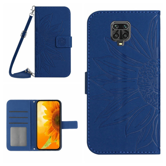 Skin Feel Sun Flower Pattern Flip Funda de cuero para teléfono con cordón, For Xiaomi Redmi Note 9 Pro 4G / Note 9 Pro Max / Note 9S / Poco M2 Pro, For Xiaomi Redmi Note 10 4G / Note 10S, For Xiaomi Redmi Note 10 5G / Note 10T 5G / Poco M3 Pro         ...