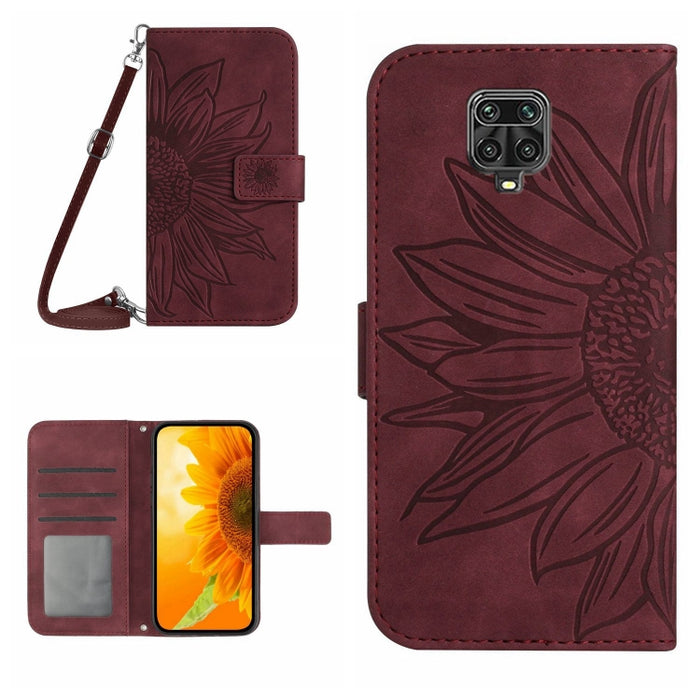 Skin Feel Sun Flower Pattern Flip Funda de cuero para teléfono con cordón, For Xiaomi Redmi Note 9 Pro 4G / Note 9 Pro Max / Note 9S / Poco M2 Pro, For Xiaomi Redmi Note 10 4G / Note 10S, For Xiaomi Redmi Note 10 5G / Note 10T 5G / Poco M3 Pro         ...