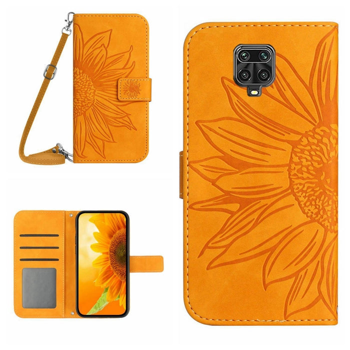 Skin Feel Sun Flower Pattern Flip Funda de cuero para teléfono con cordón, For Xiaomi Redmi Note 9 Pro 4G / Note 9 Pro Max / Note 9S / Poco M2 Pro, For Xiaomi Redmi Note 10 4G / Note 10S, For Xiaomi Redmi Note 10 5G / Note 10T 5G / Poco M3 Pro         ...